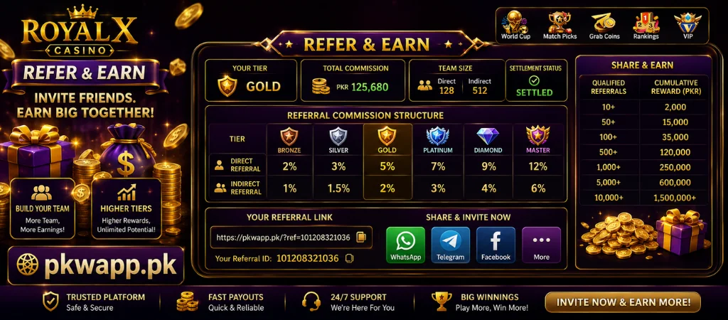 royal x casino refer and earn